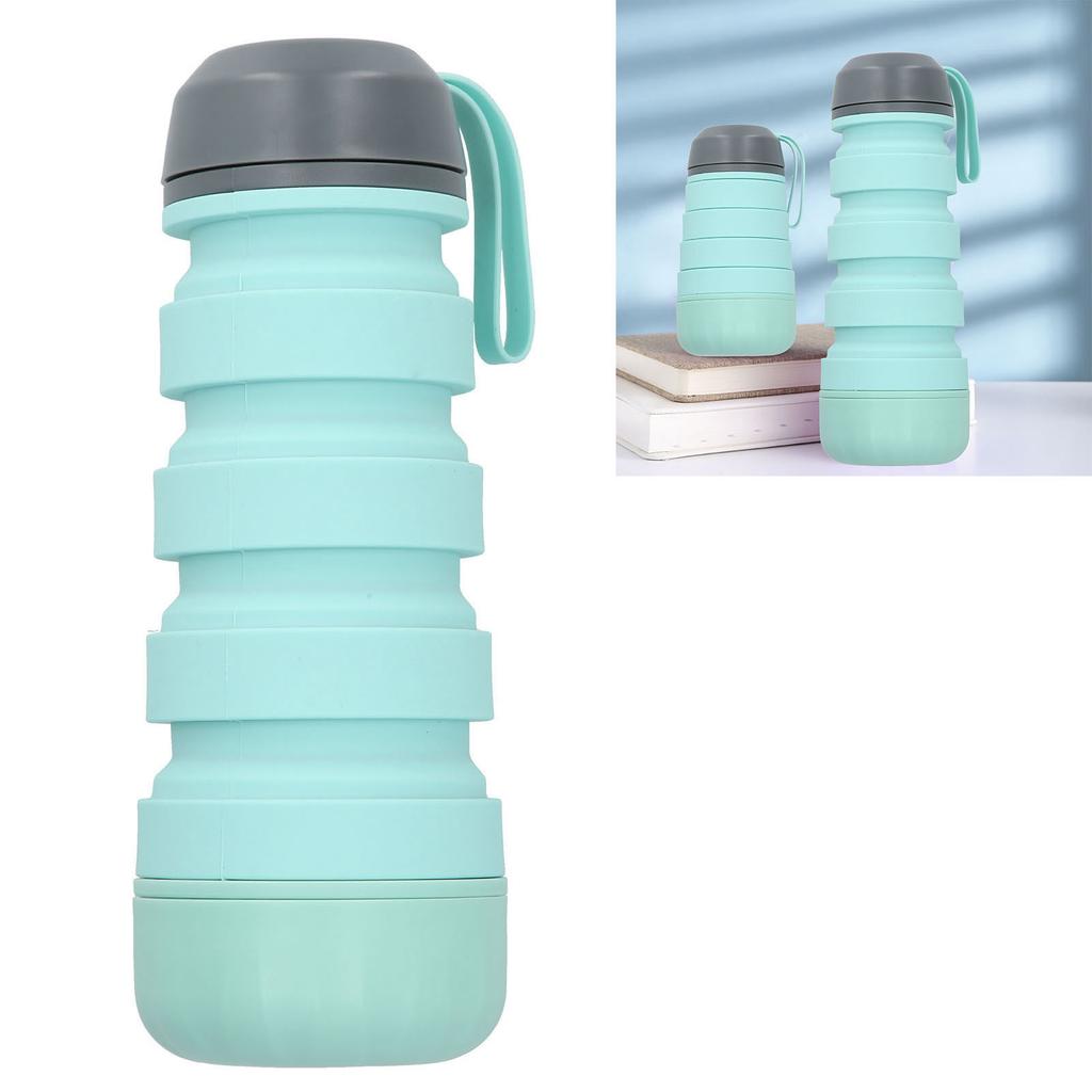 Folding Water Bottle Multifunctional Portable Telescopic Silicone Travel Outdoor KettleGreen
