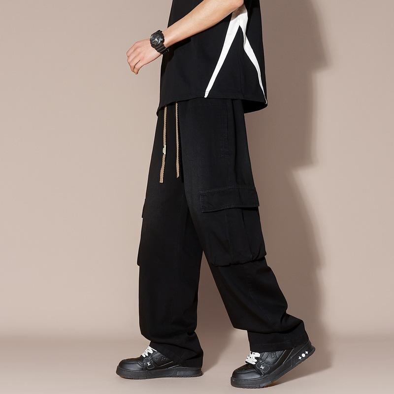 

Джинсы большого размера с широкими штанинами мужские весенние свободные прямые плюс размер для полных плюс размер для больших толстых повседневные рабочие драпированные брюки 4XL чёрный