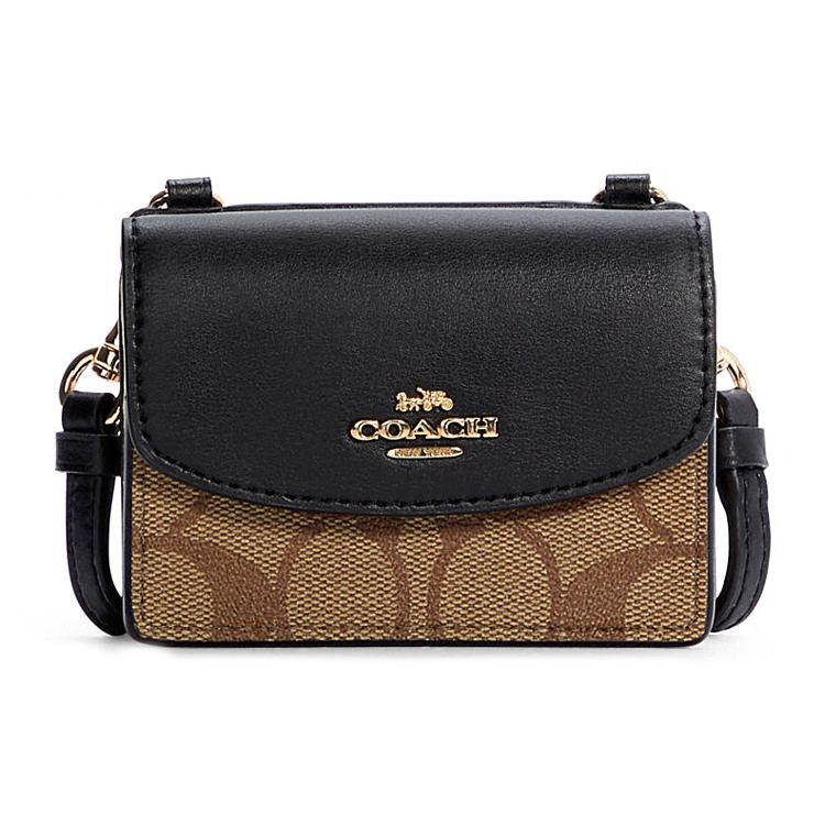 New COACH Canvas Leather Crossbody Bag, Shoulder Bag Women's Monogram & Black C5577-IMLOV