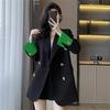 Damen Herbst 2025 Einreihiger Revers-Blazer - Langarm, Polyester, mit Taschen für den Arbeitsweg