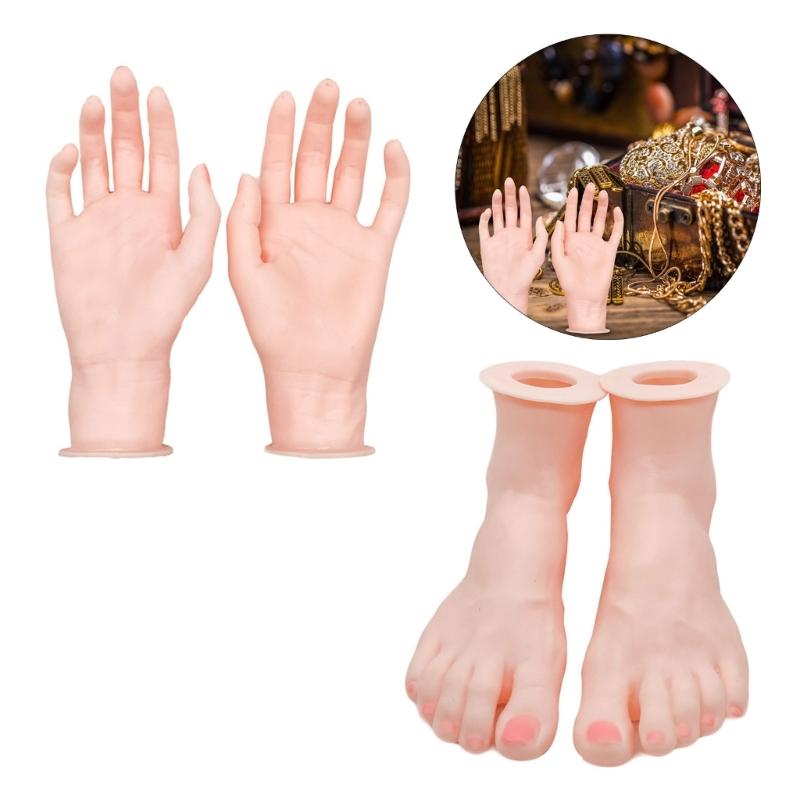Versatile Silicone Hand and Foot Model Realistic Silicone Hand Model with Flexible Joints for Accessory Showcasing