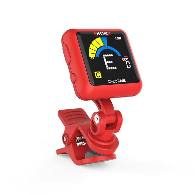 Aroma Guitar Tuner, Violin Tuner Guitar Clip‑on Tuner USB Rechargeable Built‑in Battery Violin Ukulele Tuner AT‑102 Black