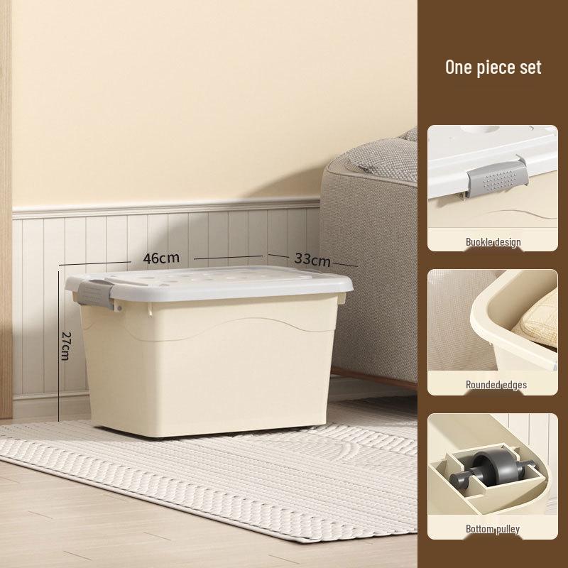 Extra Large Cream Storage Box for Books, Clothes, Quilts - Household Organization