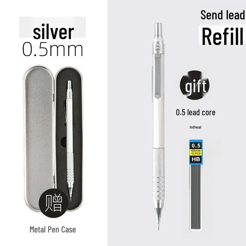 Professional Metal Mechanical Pencil, 0.5/0.7mm, Low Center Gravity, Weighted Feel, Continuous Lead Feed for Drawing & Painting.