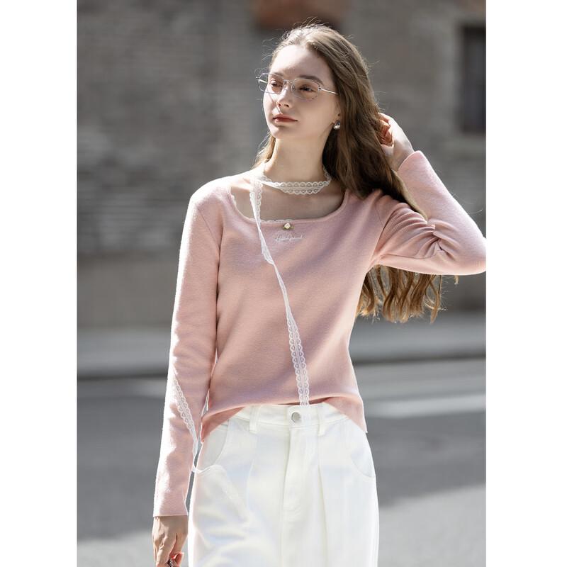 TonLion Women s Embroidered Crew Neck Knit Top M