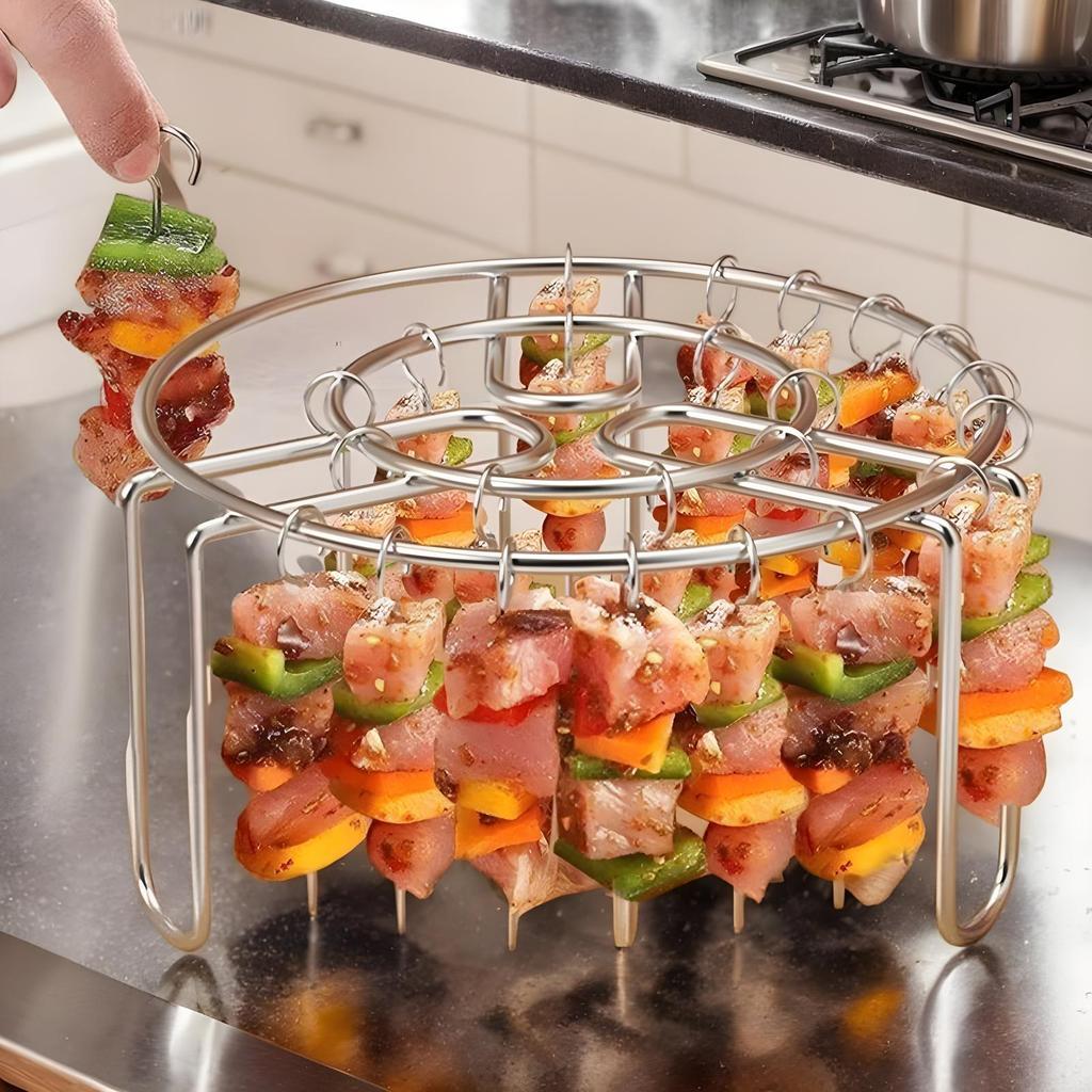 24 String Air Fryer Grill Household Oven Hanging Grill Stainless Steel Non-Stick Reusable Vertical Household Barbecue Grill