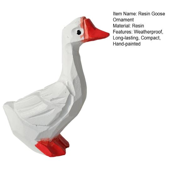 Resin Goose Ornament Desktop White Goose Statue Mini Goose Figurine for Home Office Tabletop Potted Plant Decor