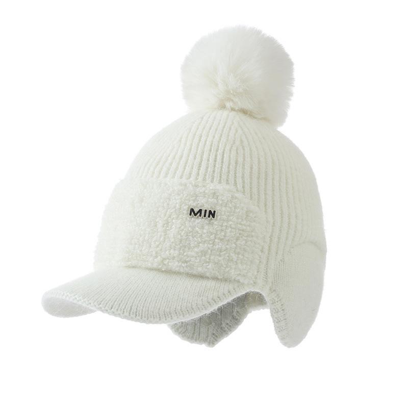 

Fleece Knitted Ear Bag, Duck Tongue Warm Hat, Women s Autumn and Winter Wind-proof Plush Line Baseball Cap one size