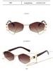 Retro Chain Decor Women's Polygonal Metal Sunglasses - European & American Street Style