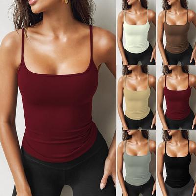 Women Summer Tank Top Spaghetti Straps Tee Tops Ladies Casual Slim T-shirts