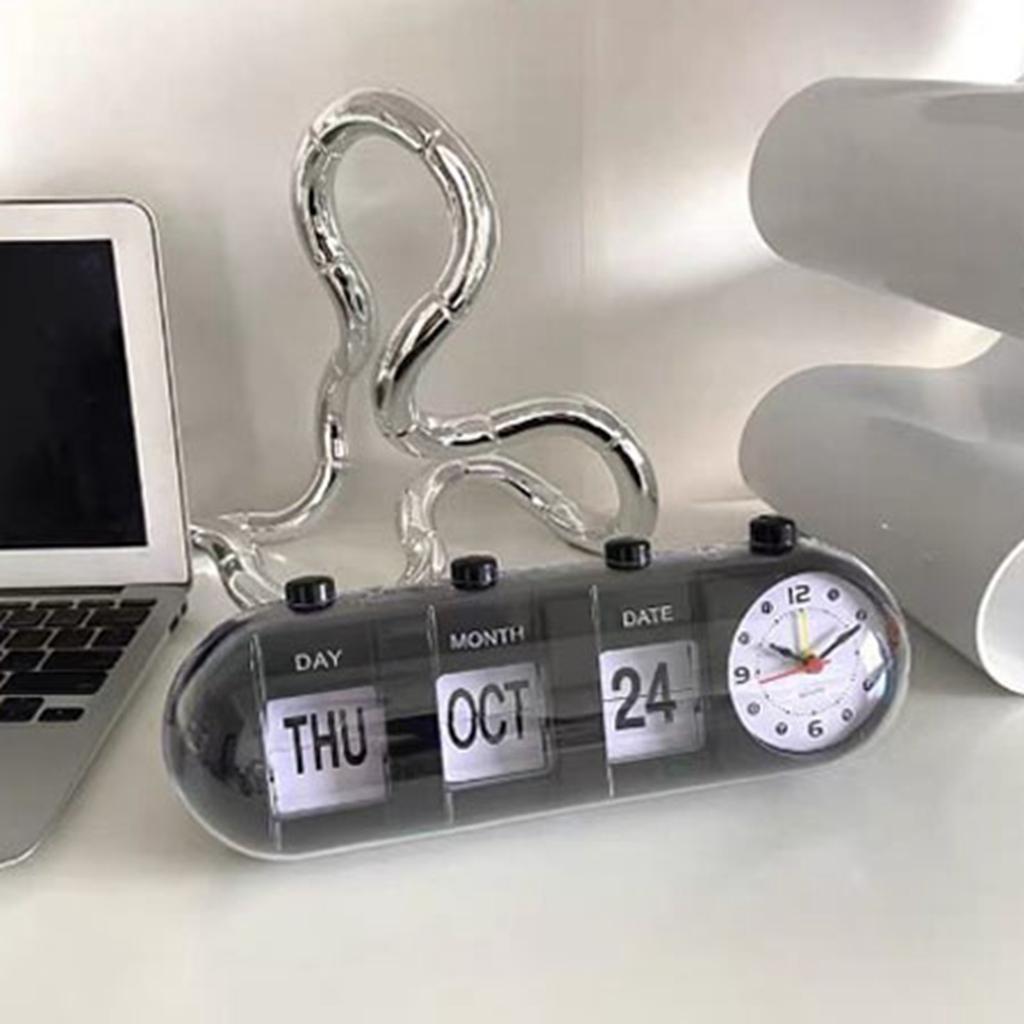 Calendar Alarm Clock Innovative Shape Decorative Jump Desktop Clock for Home Living Room Bedroom