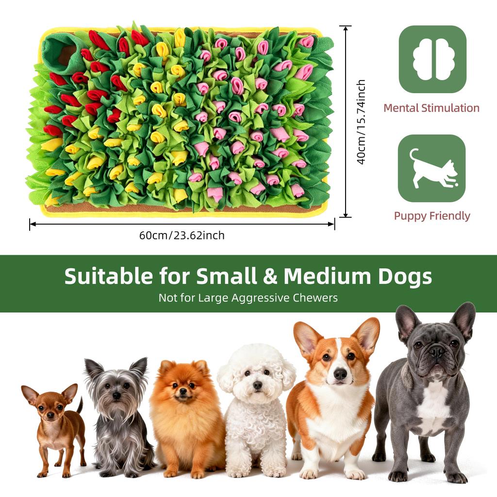 Pet Snuffle Mat Toy, Sniffing Pad for Dogs & Cats, Soft Touch, Interactive Dog Slow Feeder, Indoor Foraging Training