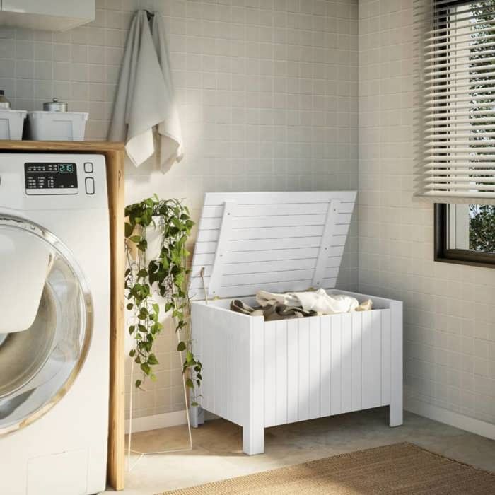 VidaXL Boîte de rangement avec couvercle RANA blanc bois massif de pin, boîte à couverture, coffre de rangement, boîte de 4002330