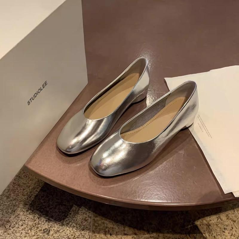 Super soft lambskin high heels women can step on heels shallow leather single shoes commuter work grandma shoes