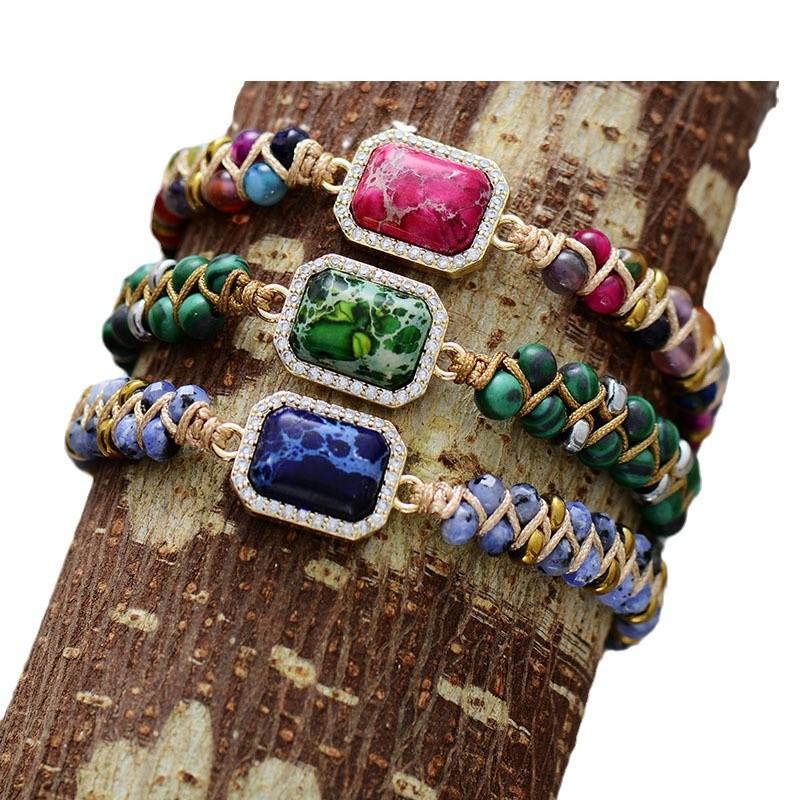 Luxury Independent Station Natural Emperor Stone Agate Handwoven Friendship Bracelet Couple Jewelry