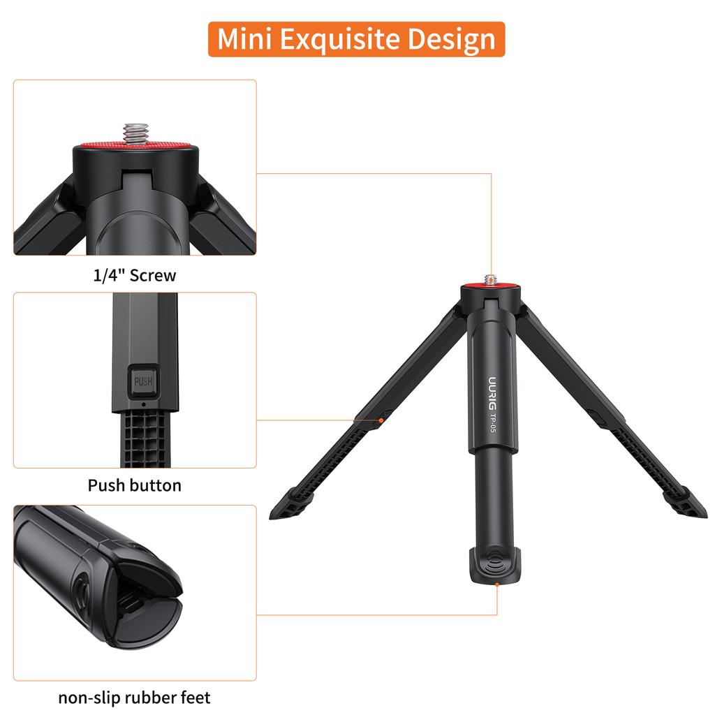 UURIG Extendable Table Tripod Adjustable Height with 1 4 Screw