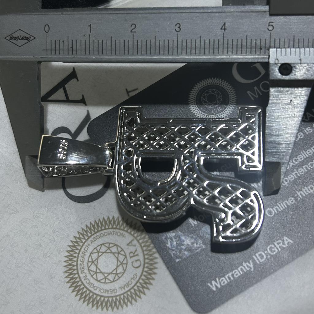 GRA Moissanite Iced Out Letter Pendant, S925 Silver Custom Hip Hop Initial Charm Jewelry with Multiple Plating Options