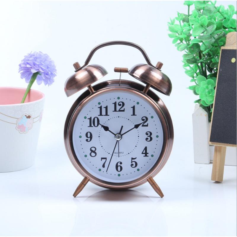 

4-дюймовый металлический гальванизированный античная бронза бронзовый будильник ночник креативный звонок детский студенческий настольный будильник