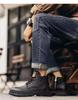 Bottes Martin en Cuir Doublées de Polaire Automne/Hiver 2025 - Chaussures Décontractées Hautes Résistantes à la Saleté pour Hommes