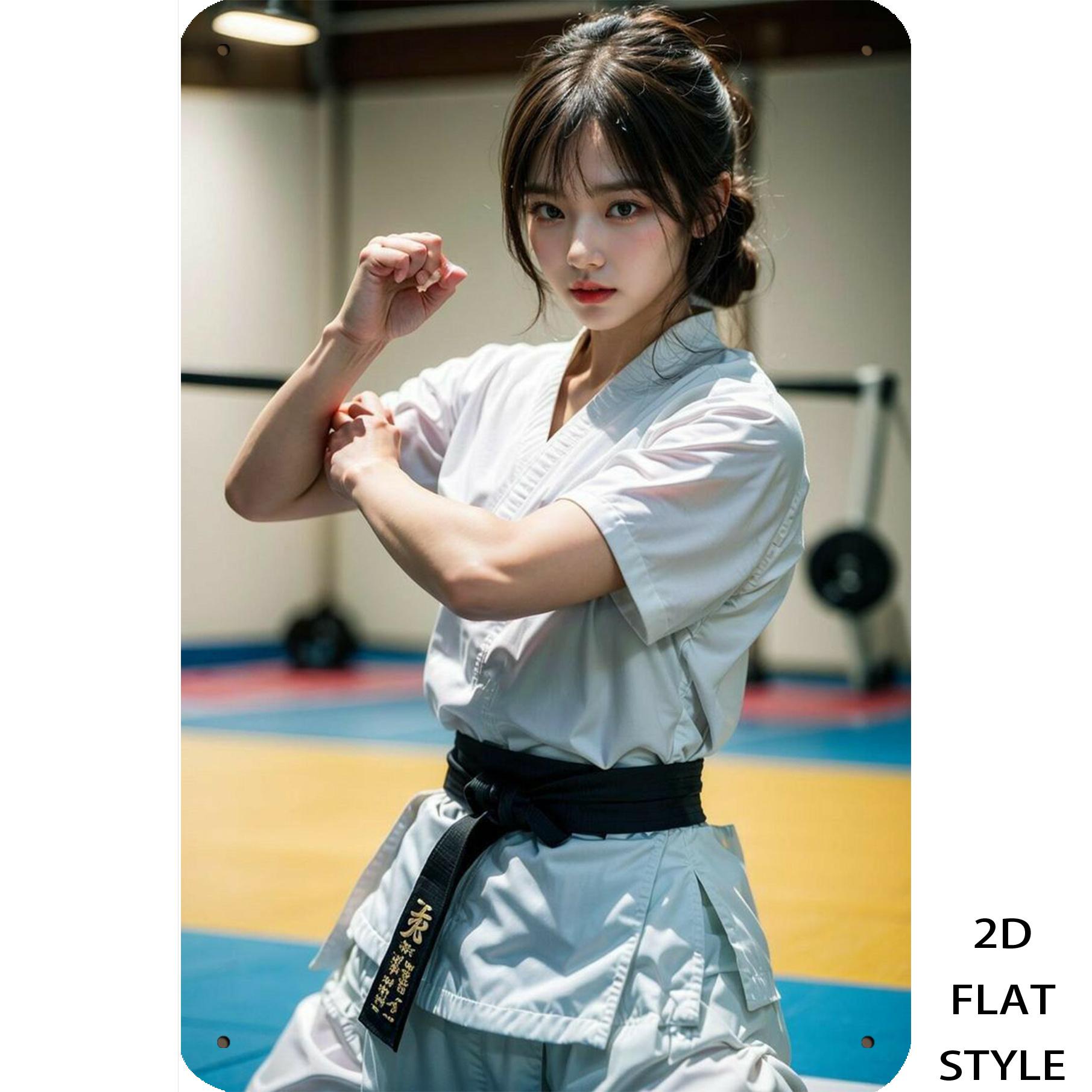 

HD Metal Tin Sign Gorgeous Karate Girl in Gi Dojo Retro Metal Wall Art for Home Decor x Inch 20x30cm（7.8x11.8inch）