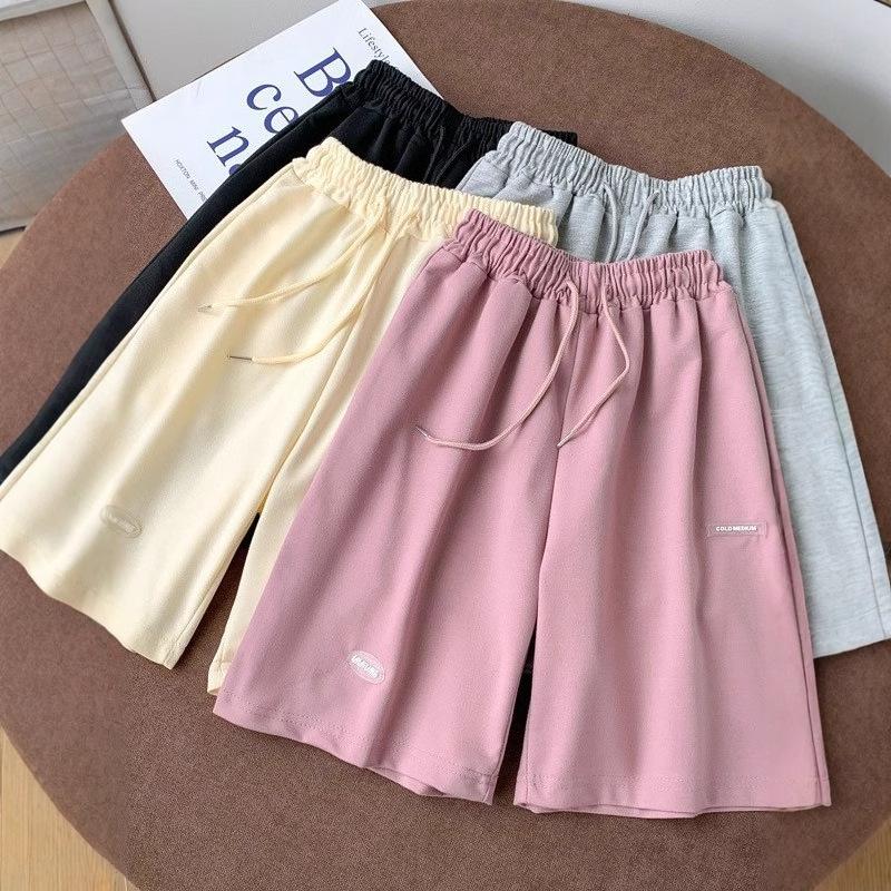 Lässige Sport-Fünf-Punkt-Shorts für Damen Sommer locker hochtailliert und dünn Pyjamahose, fauler Stil Haus weite Beine mittellang, zum Ausgehen