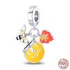 copper honey Bee jar flower zircon pendant charms fit original bracelet charm bead necklace Diy female jewelry