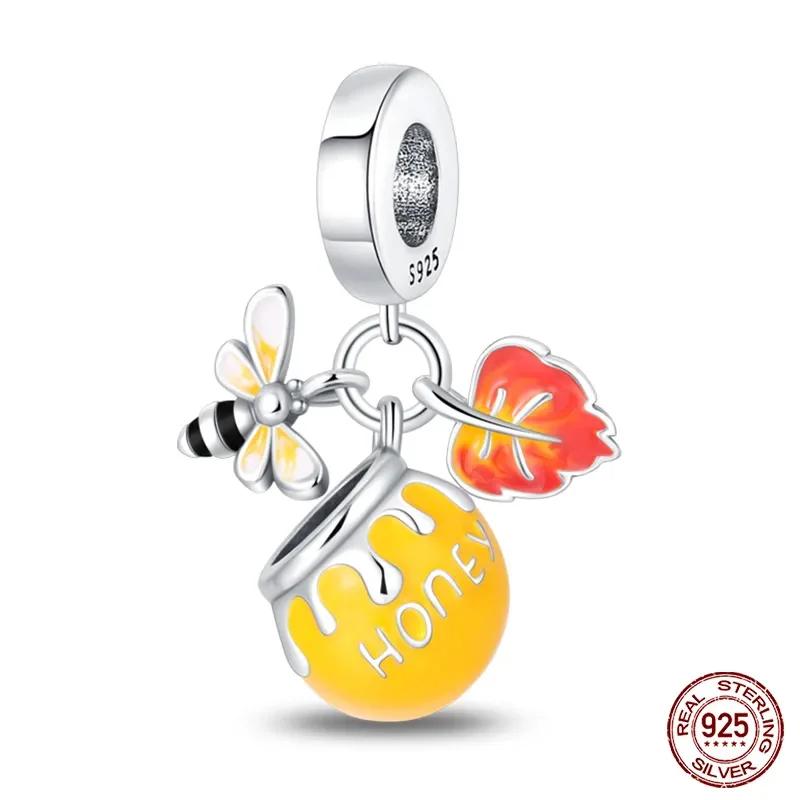 copper honey Bee jar flower zircon pendant charms fit original bracelet charm bead necklace Diy female jewelry