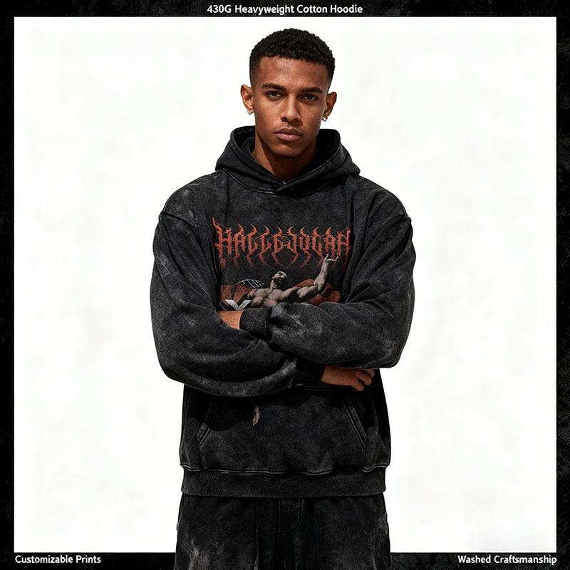 Autumn And Winter European And American High Street Trendy Brand Hooded Sweater Digital Direct Injection Printing Loose Washed Hoodie For Men And Wo