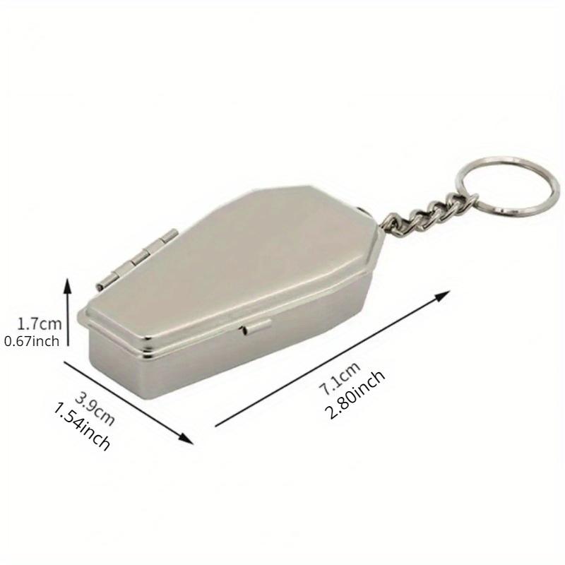Mini Casket Ashtray with Keychain Stylish Windproof Metal Cool Ashtray Portable Coffin Car Keychain Ash Organizer for Camping