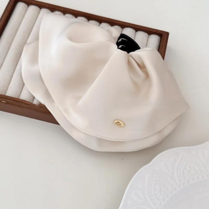 Satin Bow Claw Clip For Women Pure Color Butterfly Hair Clip Low Bun Clip Ethereal Hair Accessories Sweet Cute Ponytail Holder