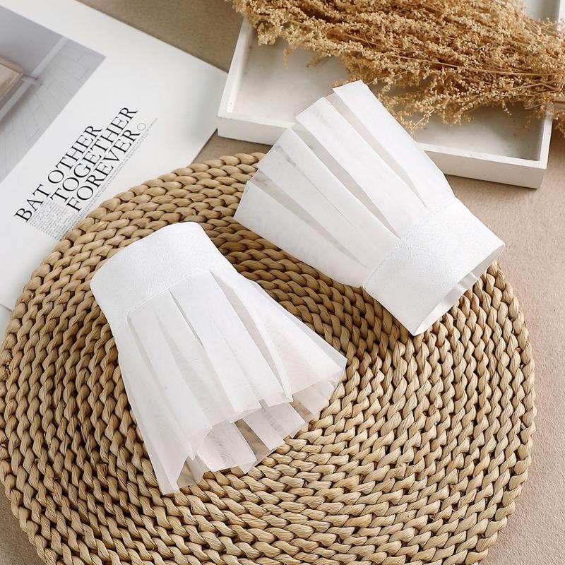 1 Pair Detachable Shirt Fake Sleeve Cuffs Fashion Pleated Horn Cuff Layered Lace Cuff False Sleeves Sunscreen Decorated