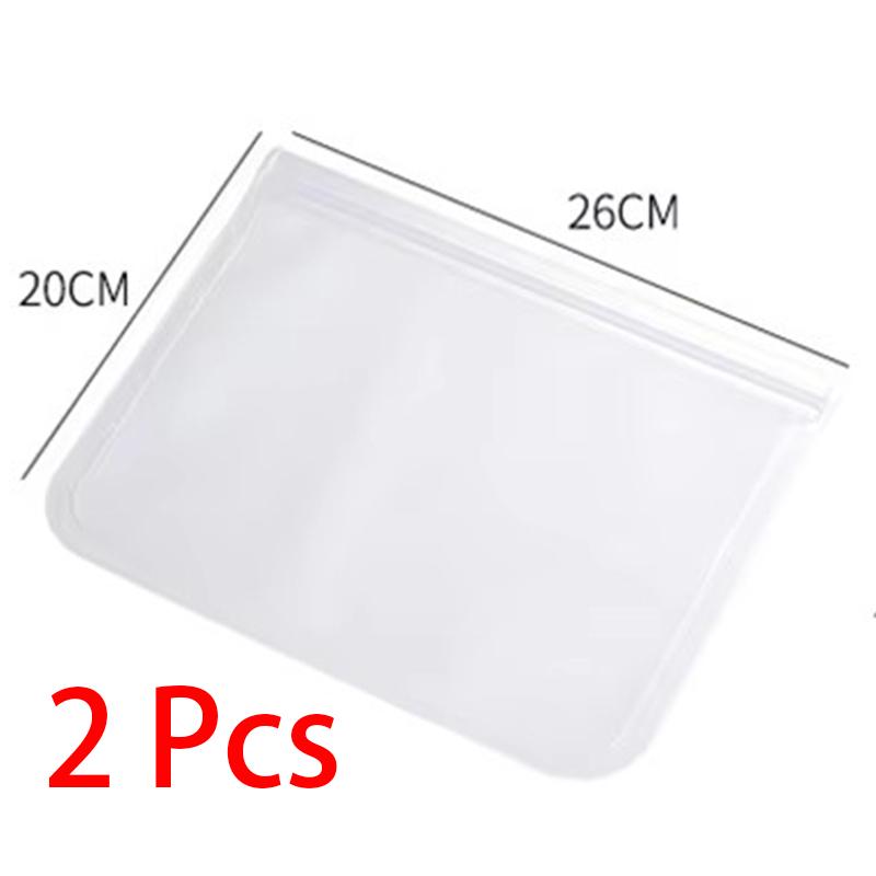 2Pcs Silicone Food Storage Containers Leakproof Fresh-keeping Sealed Freezer Bags Stand Up Zip Shut Bag Fresh Pouch Reusable