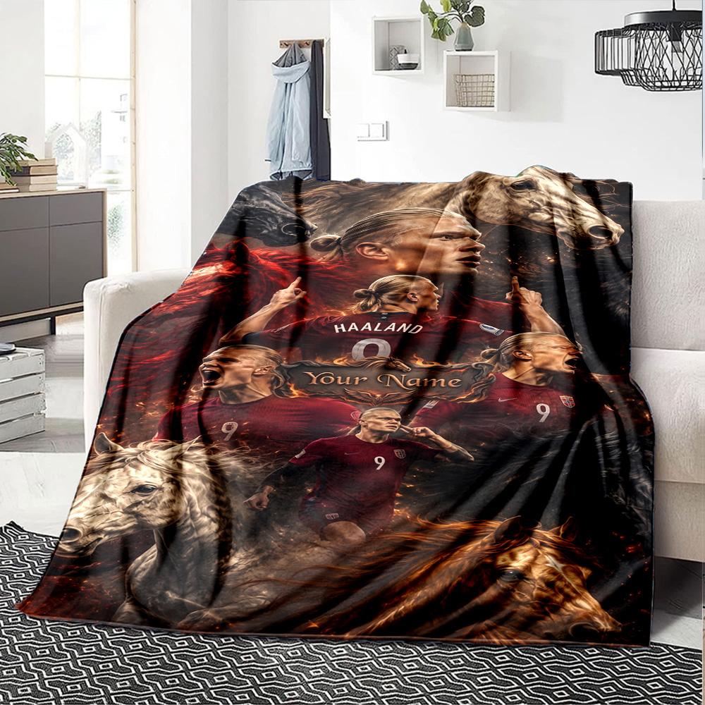 Haaland (31) Personalized Text Blanket Lightweight Customizable Blanket Soft & Cozy Great for Home Decor Office Couch Sofa Ideal for All Seasons