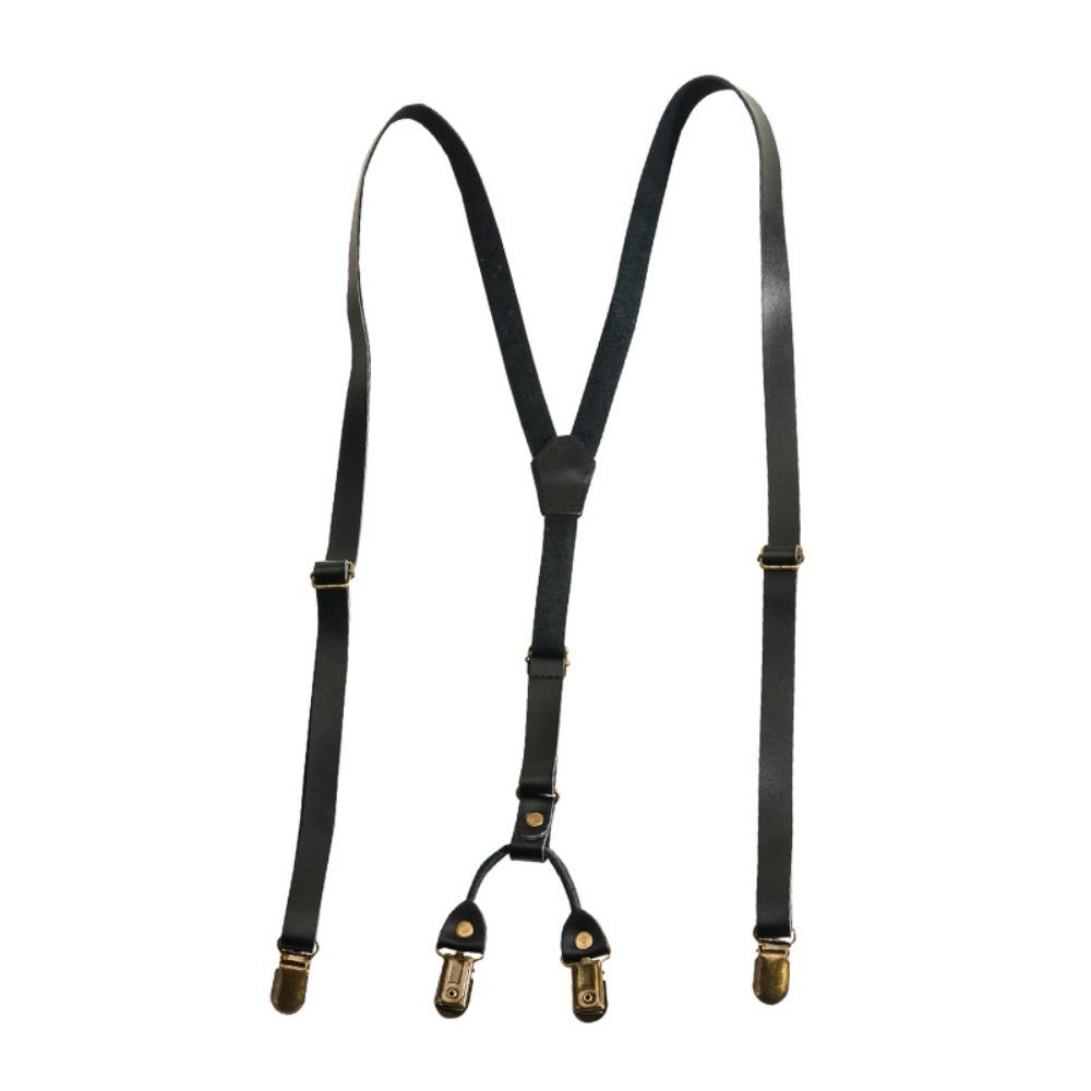 

Черные кожаные подтяжки Ретро клипсы для подтяжек Простые подтяжки для мужчин Деловые чёрный