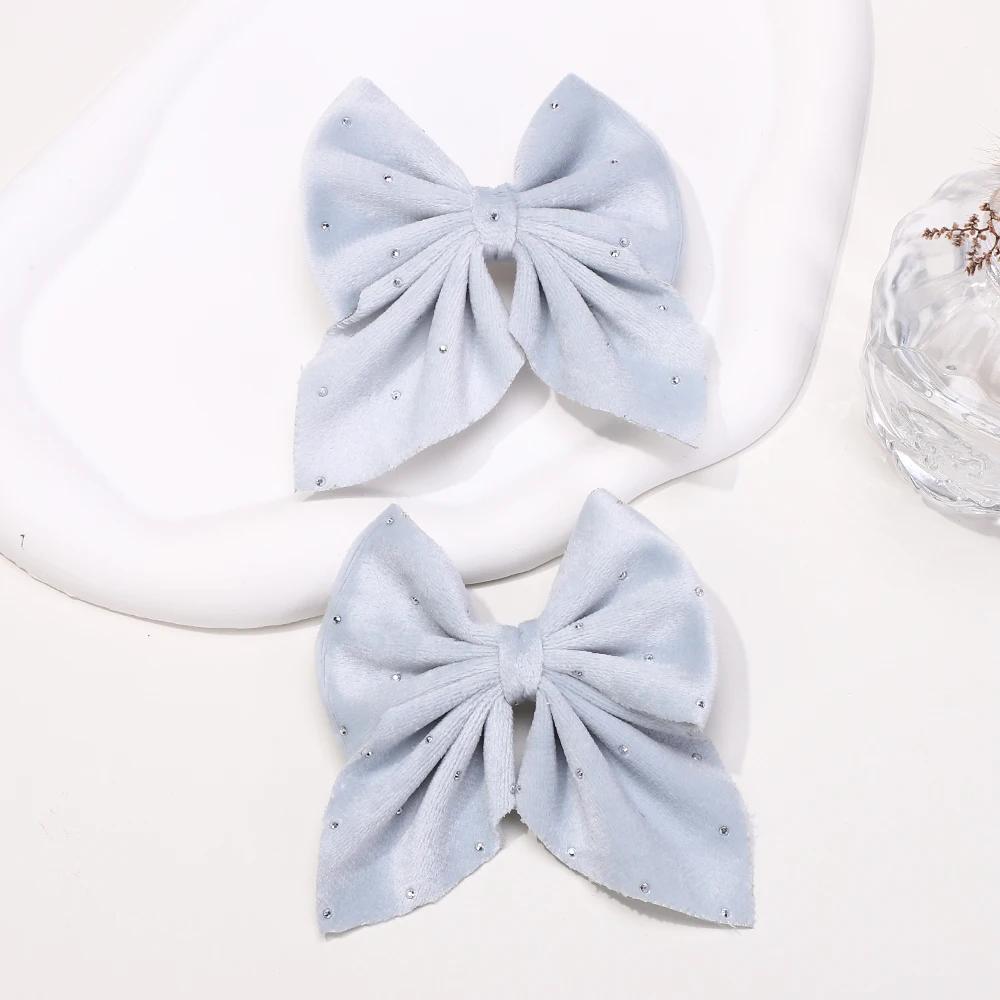 

2Pcs/set Dots Velvet Bow Hair Pins Hair Clips Fashion Christmas Barrettes Ponytail Holder for Kids Girls Headwear Accessories