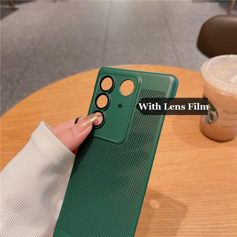 Frameless Heat Dissipation Case With Lens Film For Vivo S18 S17 S17t S16 Pro Breathable Cooling Grid Hard PC Cover Back Shell Protector