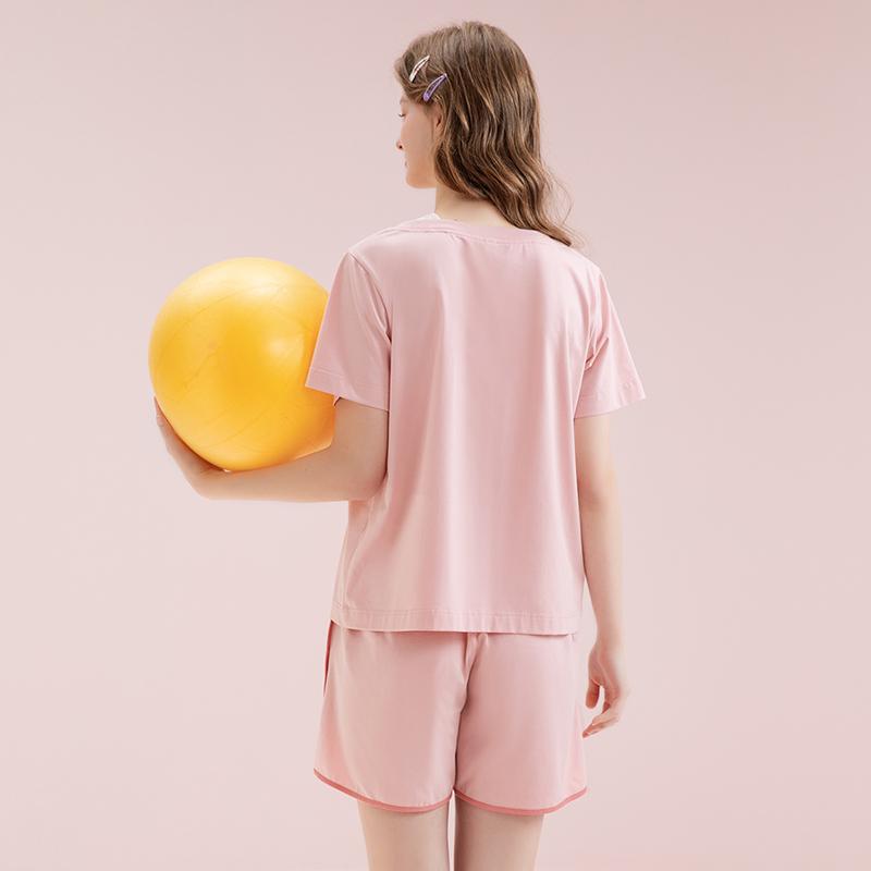 Fenteng [with breast pad made of pure cotton] summer simple and wearable sports style women's home clothes pajama set