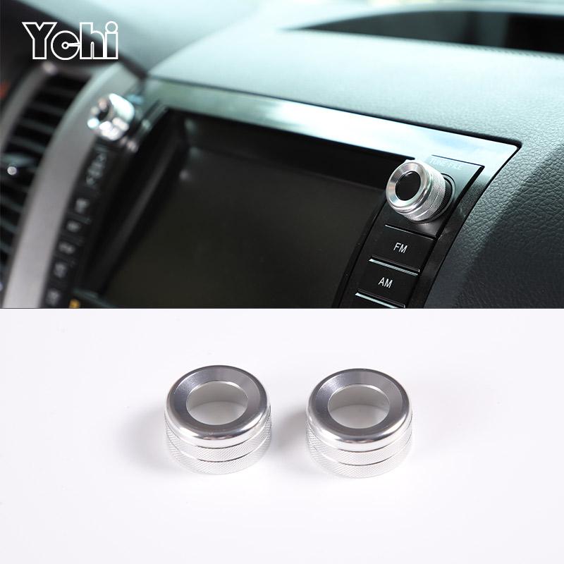 Car Air Condition Knob Audio Volume Control Button Circle Decoration Trim Ring Cover For Toyota Tundra 2007-2013 Accessories