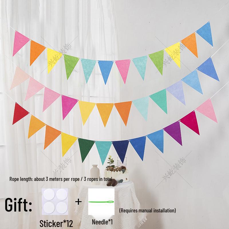 Yellow-Green Felt Pennant Bunting for Kids' Birthday or Kindergarten Decor