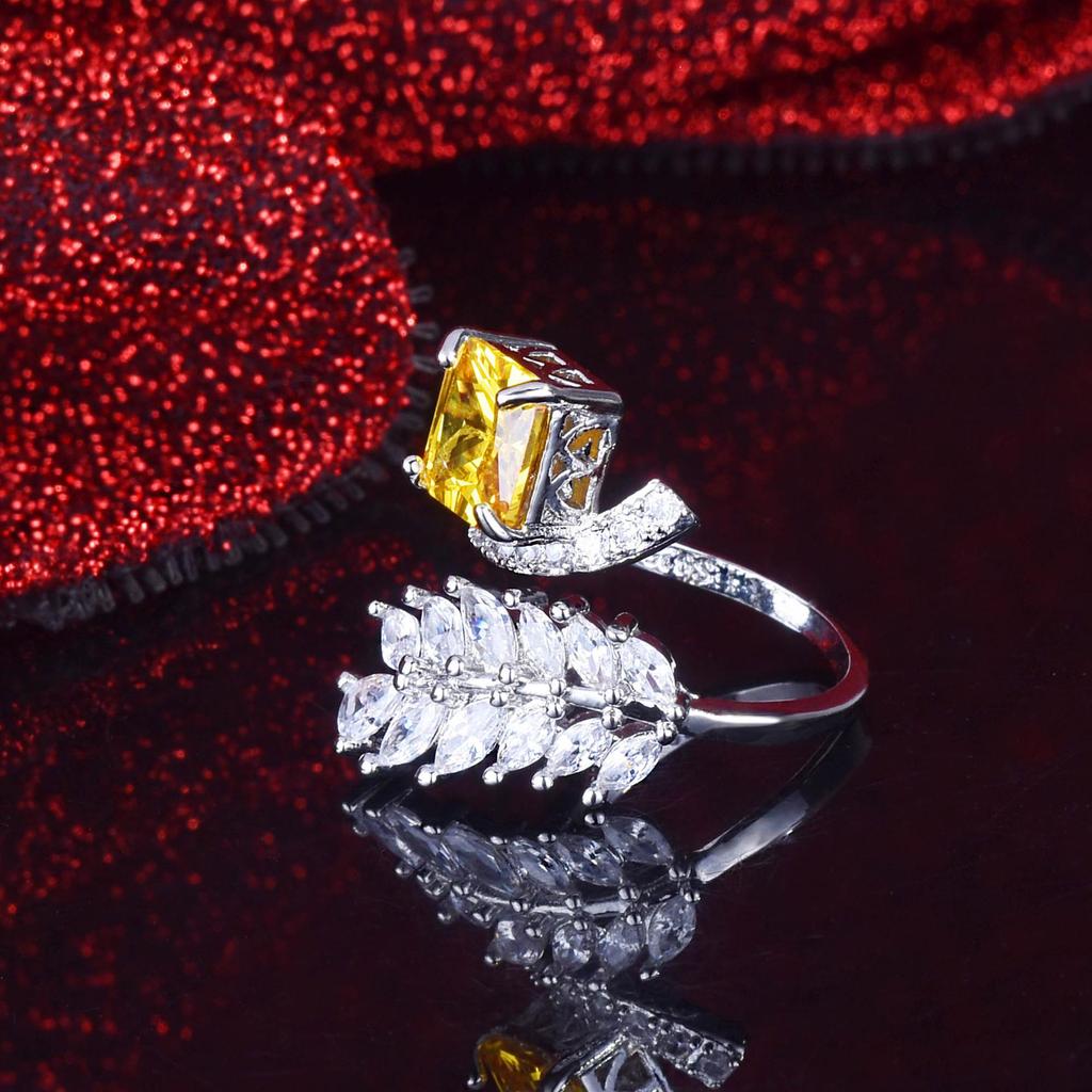 Cross-border Ice Flower Pave Diamond Open Ring for Women - High Design Sense, R7103