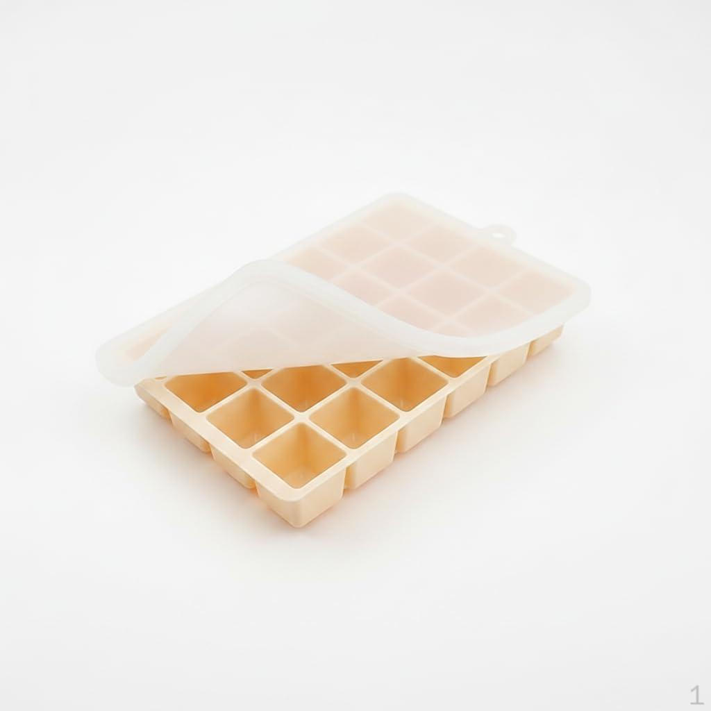 Large Capacity Ice Cube Tray with Lid, FoodGrade Silicone/PP Mold for Home and Commercial Use,