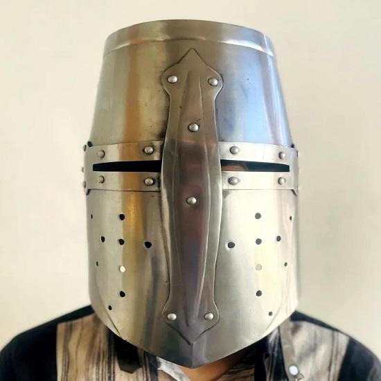 

Шлем тамплиера серебряный рыцарский Святой Крест крестоносец для ролевых игр средневековый шлем лучший подарок