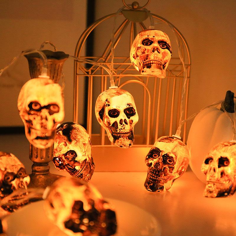 Halloween LED String Lights: Pumpkin, Spider, Skull, Ghost & Bat Decor for Party & Bar