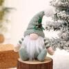 Christmas Gnome Doll Decoration Handmade Plush Green Swedish Tomte Figurine Holiday Elf Dwarf Ornaments for Home Tiered Tray Tabletop Decor