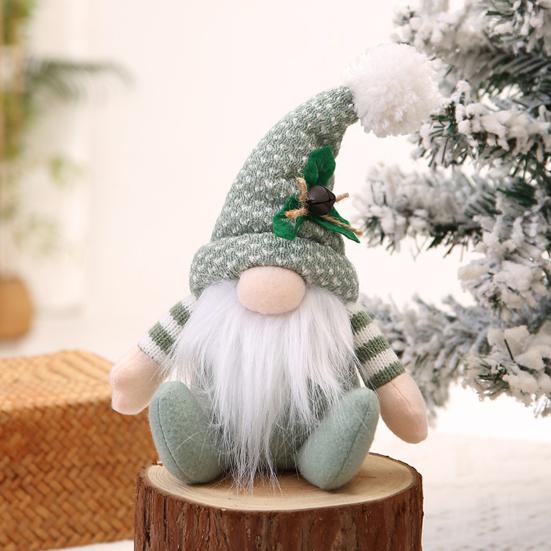 Christmas Gnome Doll Decoration Handmade Plush Green Swedish Tomte Figurine Holiday Elf Dwarf Ornaments for Home Tiered Tray Tabletop Decor