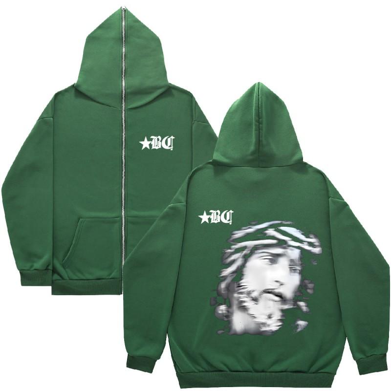 Oversized Zip-Up Hoodie Unisex Streetwear Gothic Urban Sweatshirt Men Women Casual Wear