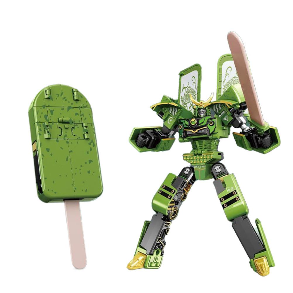 Creative Popsicle Transforming Robot Warrior, Deformable Mecha Model Building , Novelty Ice Cream Action Figure Toy For Kids