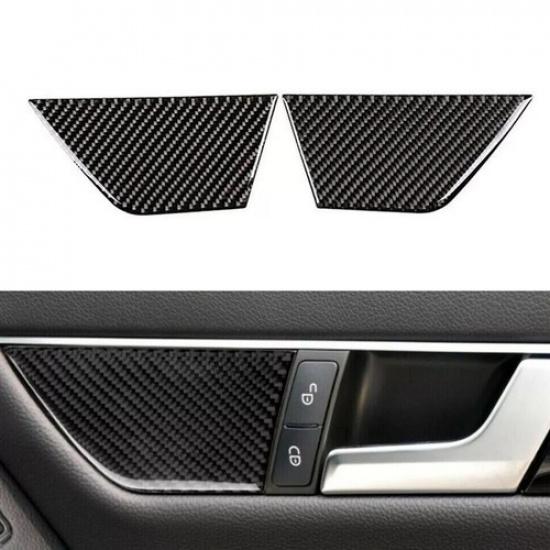 2pcs Carbon Fiber Inner Door Panel Cover For Mercedes Benz C Class W204 07-13