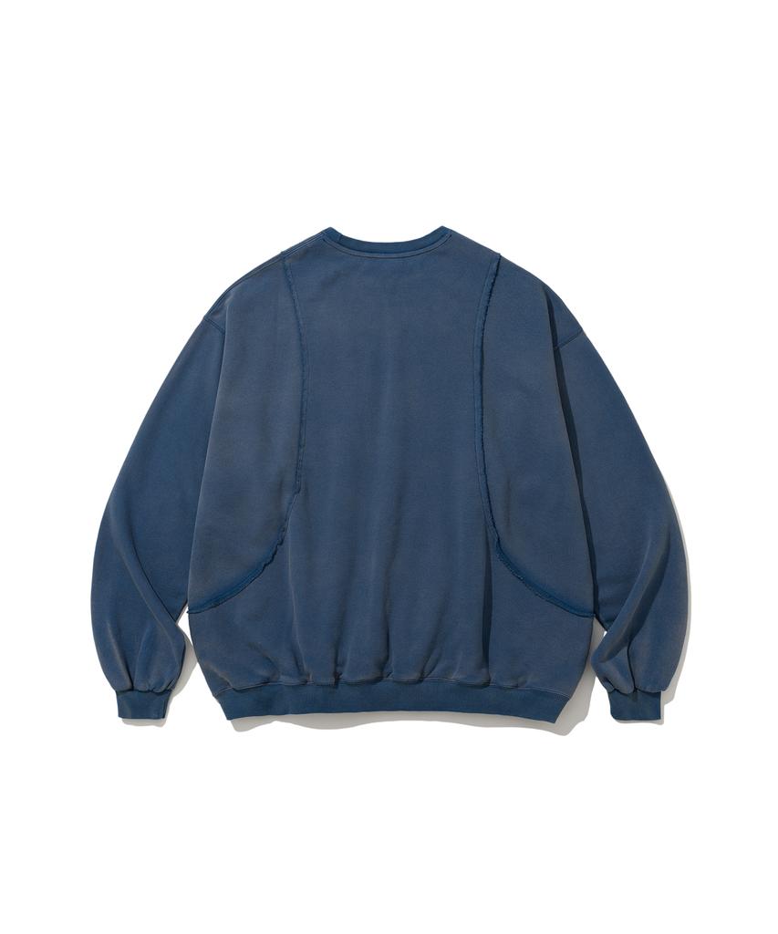 ANGLAN Curved Panel Washed Sweat Shirt - Blue