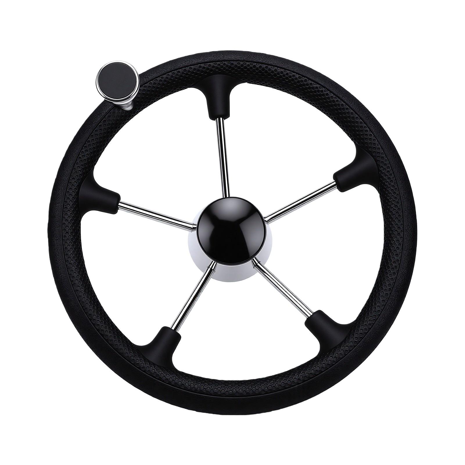 Boat Steering Wheel 13.5 Inch Non Slip Comfortable Grip 5 Spoke Marine Steering Wheel for Yachts